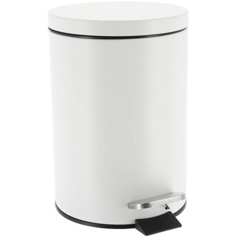Papelera redonda de acero inoxidable 3l - blanca - Tendance
