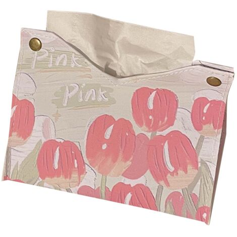 Paper Box Cover Large Cute PU Leather Facial Hand Paper Box Cover for Bedroom Living Room Cars Pink