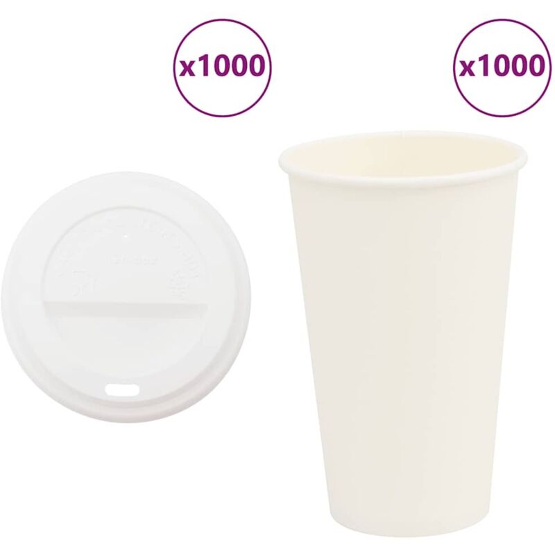 Paper Coffee Cups With Lids 1000 Pcs 16oz 400ml Vidaxl