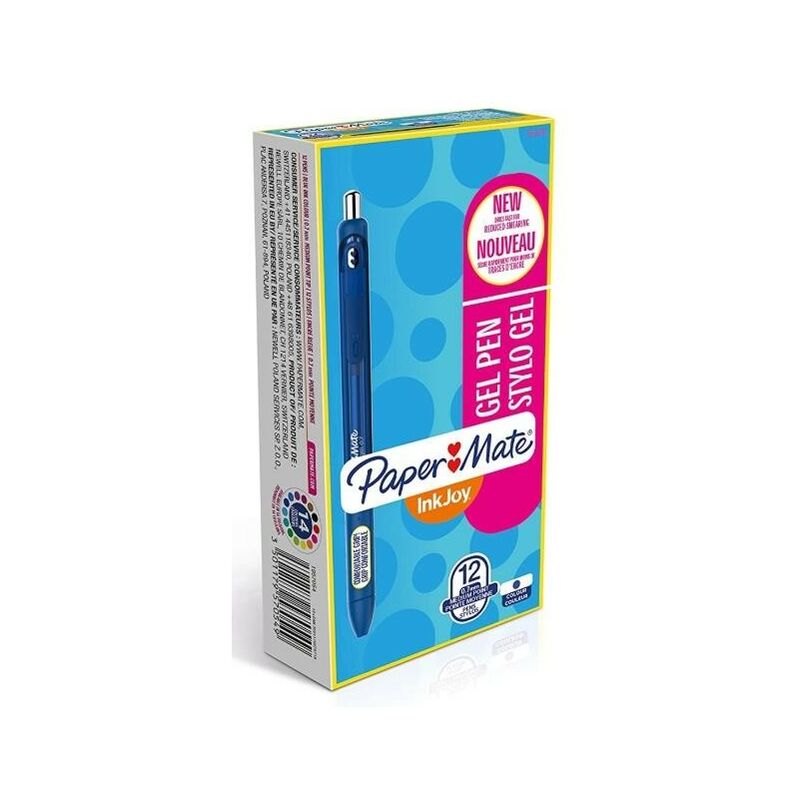 

Genérica - Paper mate inkjoy gel brillante bolgrafo retrctil punta media azul caja -12u-