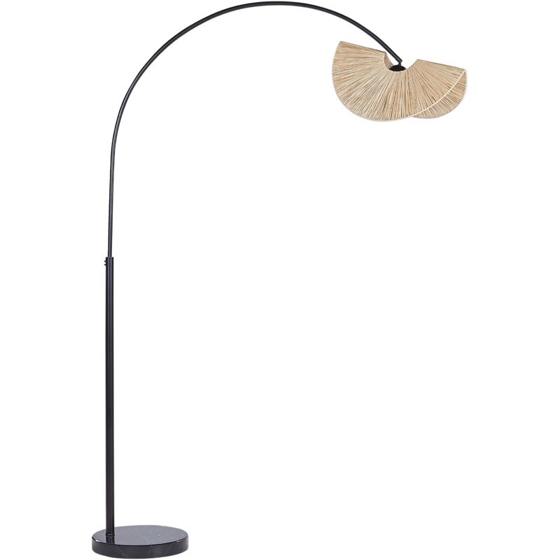 Beliani - Paper Pulp Floor Lamp Light Textured Shade Natural Japandi Style Herron
