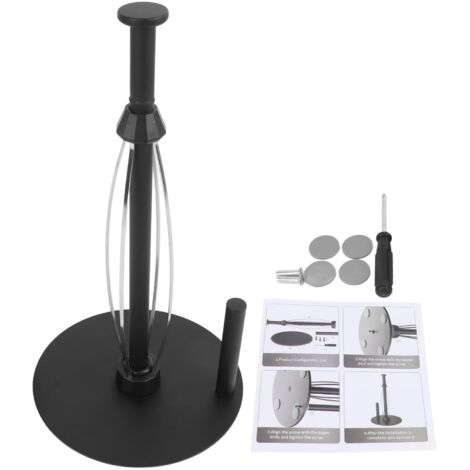 Paper Towel Holder Countertop Stainless Steel Black Perfect Tear Paper Towel Roll Holders for Bathroom Kitchen