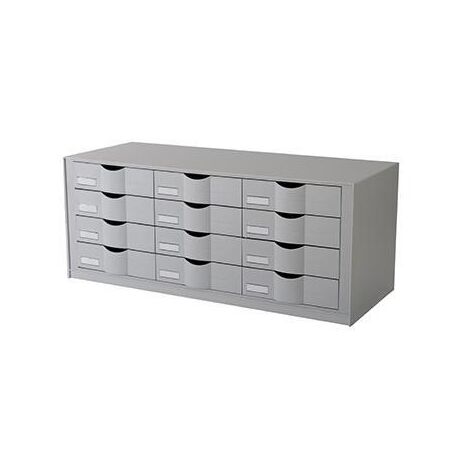 PAPERFLOW Sortierstation Paperflow 85,7 x 32,9 x 34,2 cm (B x H x T) DIN A4 inkl. EtikettenEtikettenhalter Polystyrol grau 12 Fächer