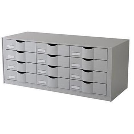 PAPERFLOW Sortierstation Paperflow 85,7 x 32,9 x 34,2 cm (B x H x T) DIN A4 inkl. EtikettenEtikettenhalter Polystyrol grau 12 Fächer