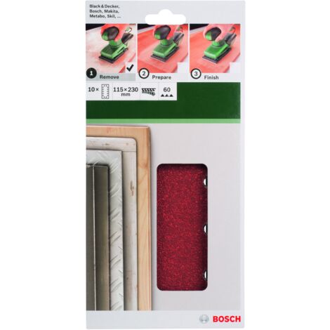 Papier abrasif Bosch 2609256B20 grain G60 autocollant 115x230 mm