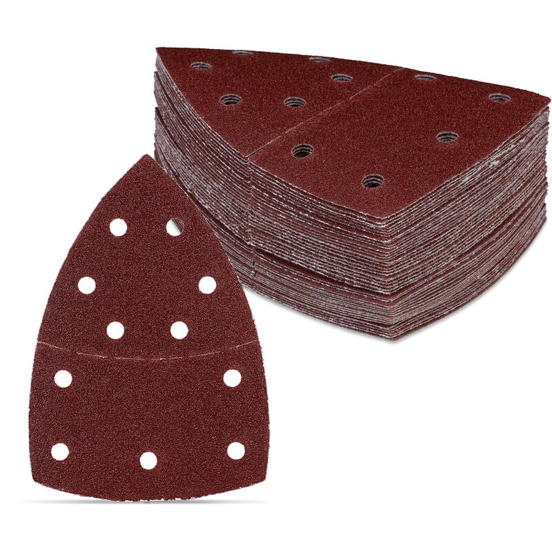 Relaxdays - Papier abrasif pour la ponceuse, 50 papiers, grain 40, 80, 120, 180, 11 trous, 105x152 mm, marron