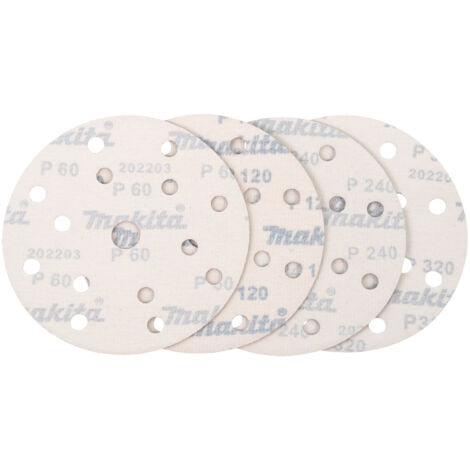 Papier abrasif pour ponceuses orbitales aléatoires Makita D-77235 150 mm P60/120/240/320 20 unités