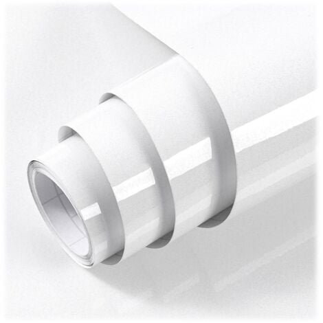 BEIJIYI Papier Adhesif pour Meuble Blanc Brillant 40X300cm, Papier Peint Adhesif pour Meuble, Imperméable Vinyle Autocollants Meubles Cuisine Murs Tables Salles de bain Armoires Comptoirs