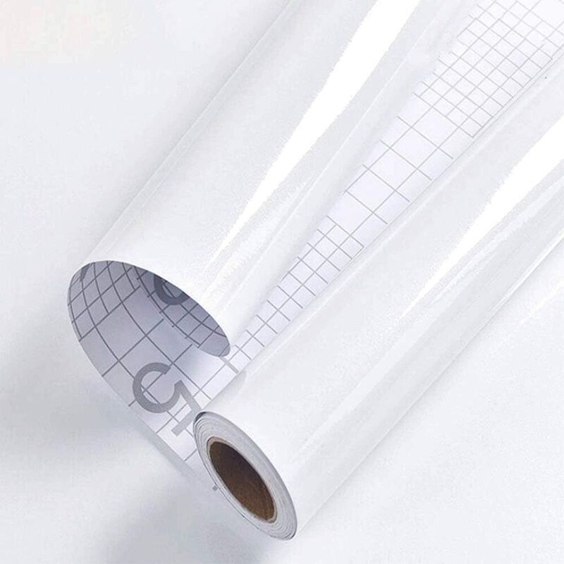 Papier Adhésif pour Meuble Blanc Brillant Glitter 40× 300cm Papier Peint Autocollant pour Style Moderne Imperméable Film Vinyle Rouleau Décoratif