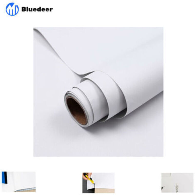Bluedeer - Papier Adhesif pour Meuble Blanc Matte 60X300cm Film Vinyle Autocollant pour Meubles Armoires Murs Chambres à Coucher Imperméable diy