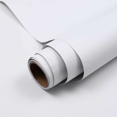 Livelynine Papier Peint Blanc Mat Papier Adhésif pour Meuble