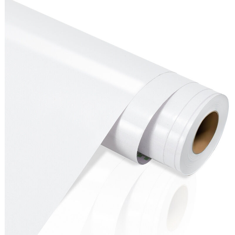 Vingo - Papier adhésif pour meubles 61 cm x 500 cm papier peint auto-adhésif film auto-adhésif étanche pour comptoirs de cuisine salle de bain-blanc