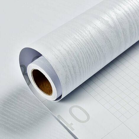 Papier Adhésif pour Meubles Bois Blanc Décoration Papier Peint Imperméable 40X300cm Bureau Armoire Placard Décoratif Meubles Rénovation Stickers Muraux