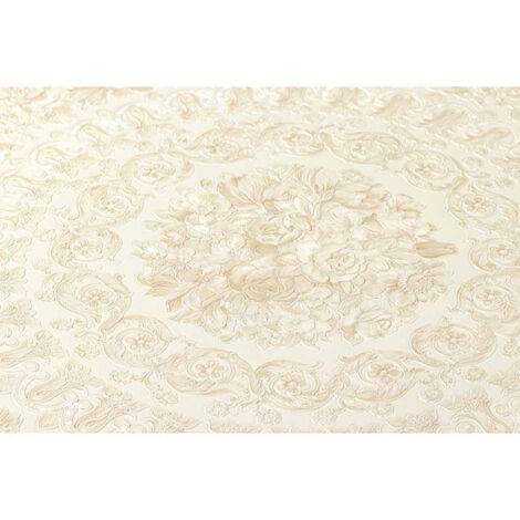 Papier beige crème baroque intissé Tapisserie motif pour salon chic Papiers peints intissés motif fleur pour chambre