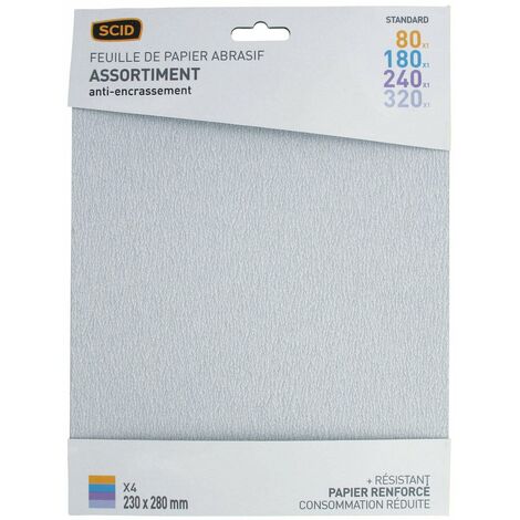 Papier Corindon Anti-encrassement 230 X 280 Mm  80 X 1 / 180 X 1 / 240 X 1 / 320 X 1 4