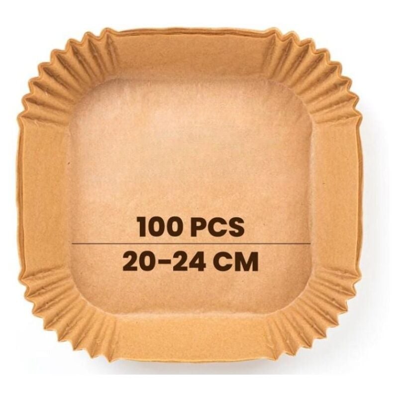 Papier cuisson air fryer - 100 pièces Food-Grade BPA gratuit, 20 x 24 cm, pour friteuse sans huile 5 à 8 litres - Idéal pour la cuisson saine
