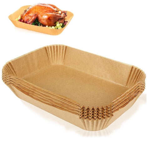 XVX Papier Cuisson pour Ninja Air Fryer, 100 Pièces 20,5x14cm Rectangulair Paper Liners Friteuse Sans Huile Accessoires compatible avec Ninja Foodi Dual Zone Double Stack et autres Double Airfryer