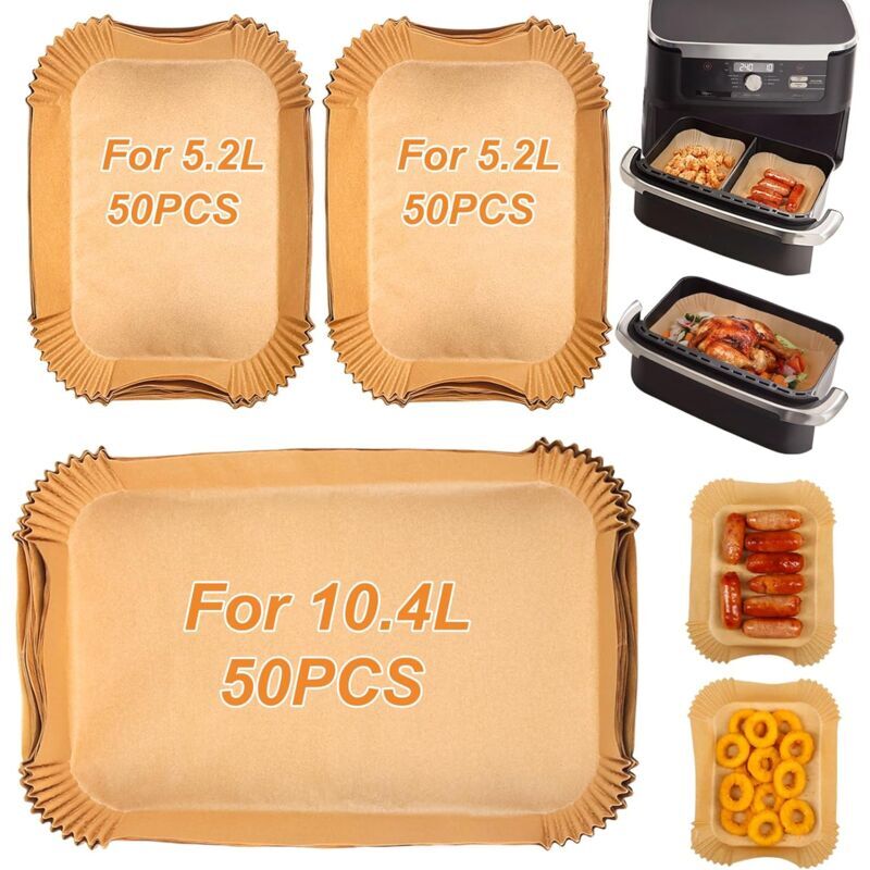 Trimec - Papier Cuisson pour Ninja Foodi FlexDrawer Air Fryer 10,4L, 150 Pièces Accessoire Air Fryer pour Ninja 10,4L AF500EU AF500EUCP, Papier pour