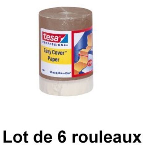 Papier de masquage avec ruban adhésif premium, 180 mm x 25 m - tesa® 4364 - Lot de 6 rouleaux