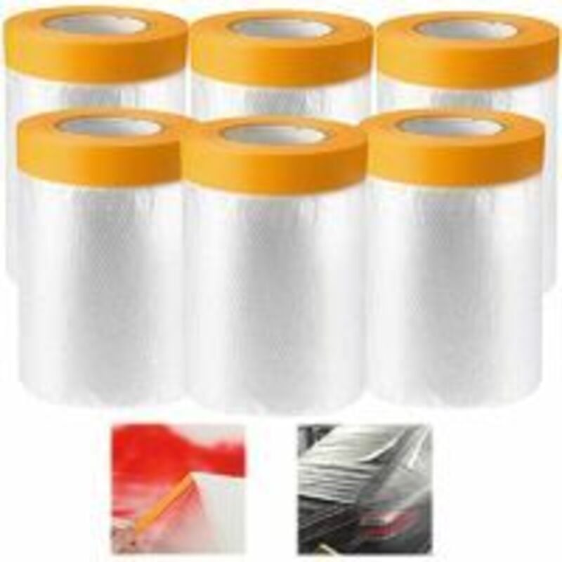 Papier de Masquage Peinture Bache de Protection Peinture Transparente, Masker avec Ruban de Adhésifs Masquage Peinture, pour Meuble de Protection