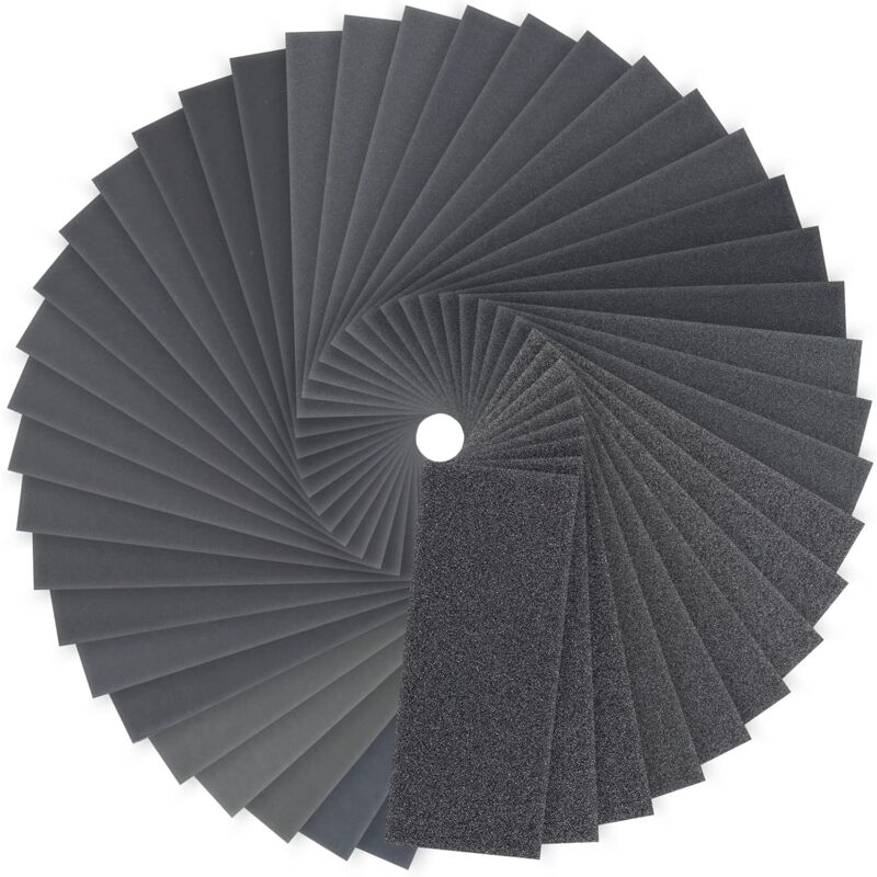 Papier de Verre, 120 à 3000 Grain Papier a Poncer eau/sec Carrosserie, Bois, Métal, 9 x 3.6 Papier Abrasif (84pcs)