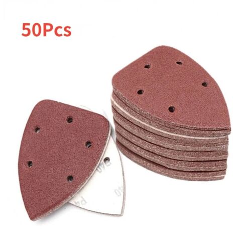 Papier de verre, 5 trous, auto-adhésifs, Triangle, ponceuse, boucle à crochet , disque, outils abrasifs pour le polissage, 50 pièces