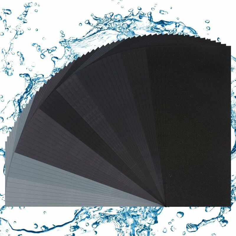 Papier de Verre, 50 Pcs Papiers de Verre Carrosserie à l'eau pour Polissage et Ponçage, Papier à Poncer à l'eau Utilise pour Bois Peinture Verre (320