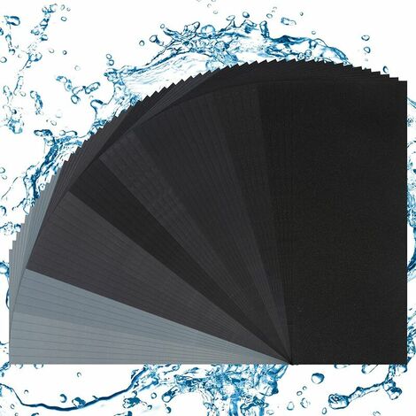 Papier de Verre, 50 Pcs Papiers de Verre Carrosserie à l'eau pour Polissage et Ponçage, Papier à Poncer à l'eau Utilise pour Bois Peinture Verre (320 400 600 800 1000 1200 1500 2000 2500 3000 Mailles)