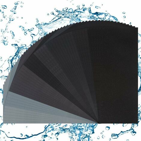 Papier de Verre, 50 Pcs Papiers de Verre Carrosserie à l'eau pour Polissage et Ponçage, Papier à Poncer à l'eau Utilise pour Bois Peinture Verre (320 400 600 800 1000 1200 1500 2000 2500 3000 Mailles)