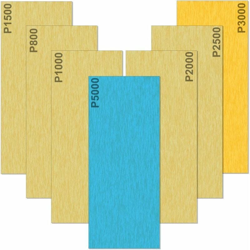 Papier de Verre 5000 3000 2500 2000 1500 1000 800 Grain Papier abrasif Humide et Sèche, Utilisé pour polir métal, bois, les voitures, 35 Papier 9 x