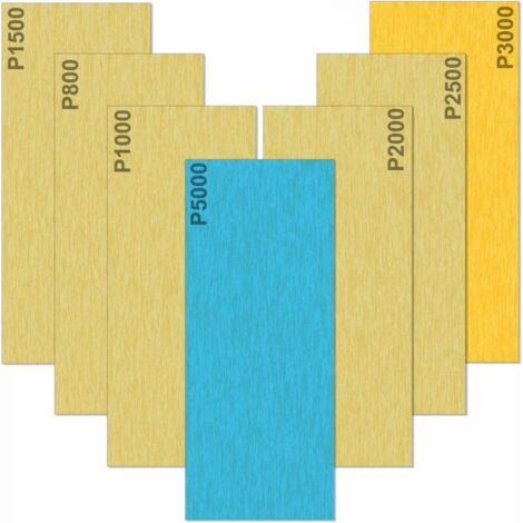 Papier de Verre 5000 3000 2500 2000 1500 1000 800 Grain Papier abrasif Humide et Sèche, Utilisé pour polir métal, bois, les voitures, 35 Papier 9 x 3,6 pouces par feuille