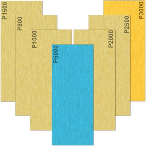 Papier de Verre 5000 3000 2500 2000 1500 1000 800 Grain Papier abrasif Humide et Sèche, Utilisé pour polir métal, bois, les voitures, 35 Papier 9 x 3,6 pouces par feuille-RAPANDA