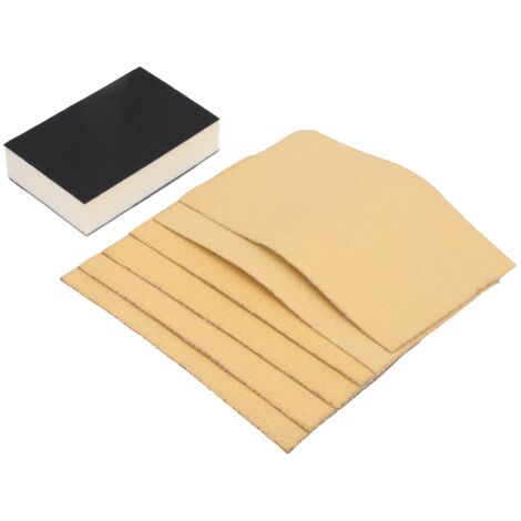 Papier de verre adhésif jaune auto-collant 80/120/240 avec bloc éponge pour ponçage