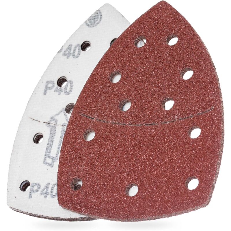 Serbia - Papier de verre grain 600, tampon de papier de verre triangulaire, fermeture auto-agrippante, 11 trous, rouge, paquet de 100