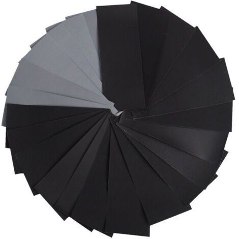 Papier de verre, papier abrasif, 3 feuilles de chaque grain : 120, 150, 180, 240, 320, 400, 600, 800, 1000, 1200, 1500, 2000, 2500, 3000 et 5000 grains, 45 feuilles de papier de verre fin.