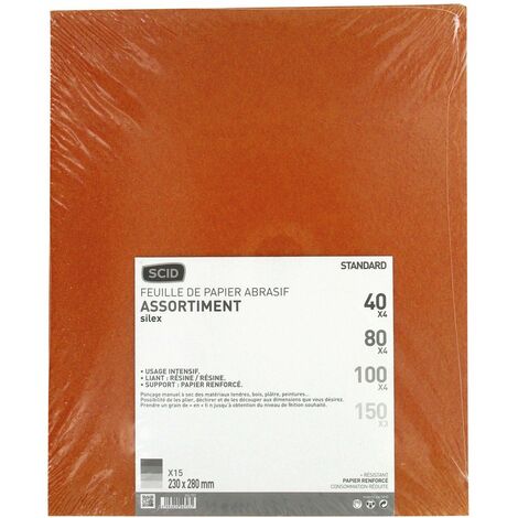 Papier De Verre Silex 230 X 280 Mm  40 X 4 / 80 X 4 / 100 X 4 / 150 X 3 15
