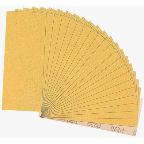 Papier de Verre,Papier Abrasif 220 Grains Utilisé pour polir métal cadre le bois les voiture（21 Pièces ）