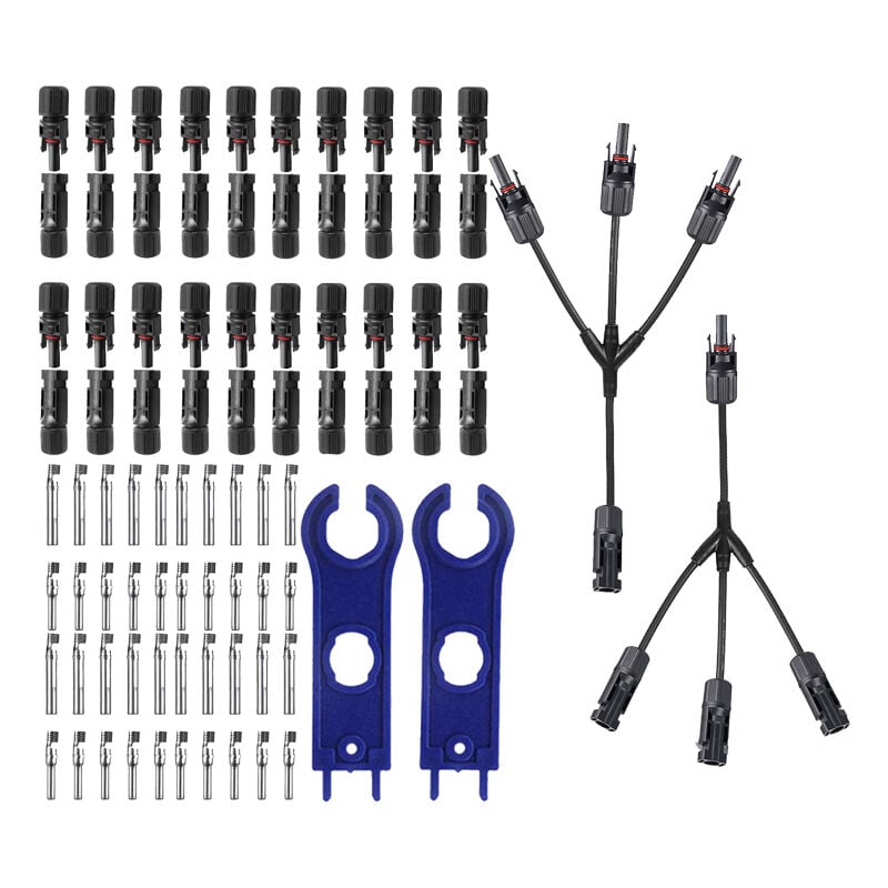 20 paires de connecteurs mâles/femelles pour panneaux solaires, avec 1 à 3 branches, type Y, clé d'assemblage pour système photovoltaïque, étanche