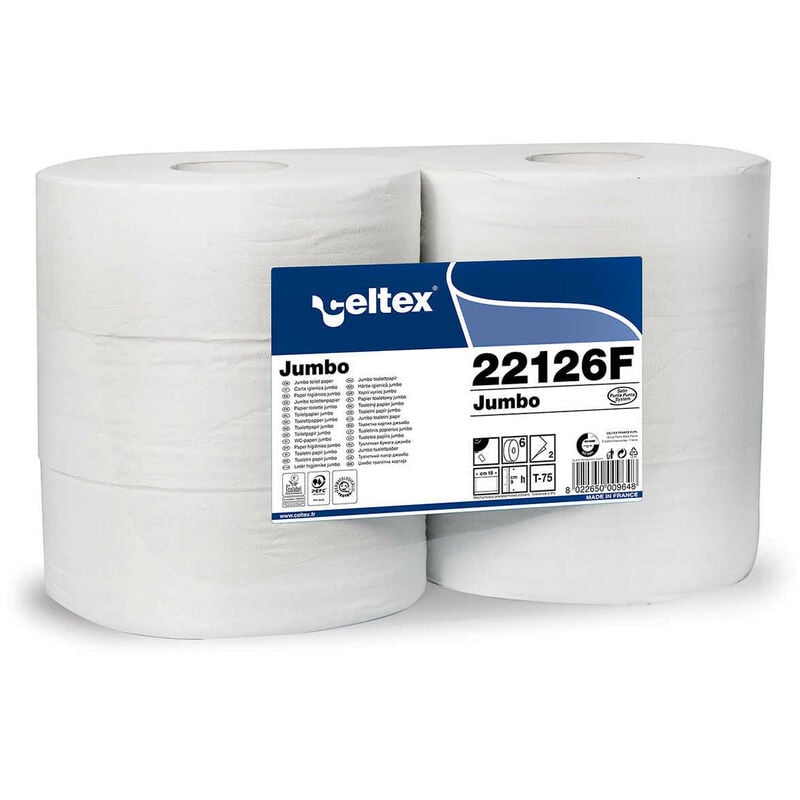 Papier hygiénique maxi jumbo le colis de 6 - cel 22126 - Papier toilette et distributeur Celtex