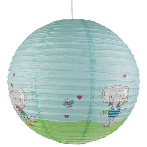 Papier Lampenschirm fürs Kinderzimmer mit fröhlichem Elefanten Motiv Ø 40cm