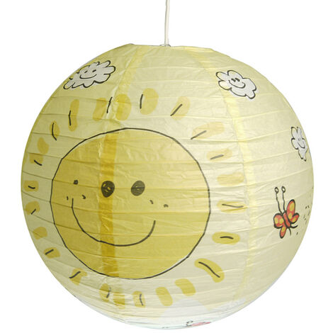 Papier Lampenschirm fürs Kinderzimmer mit fröhlichem Sonnen Motiv Ø 40cm