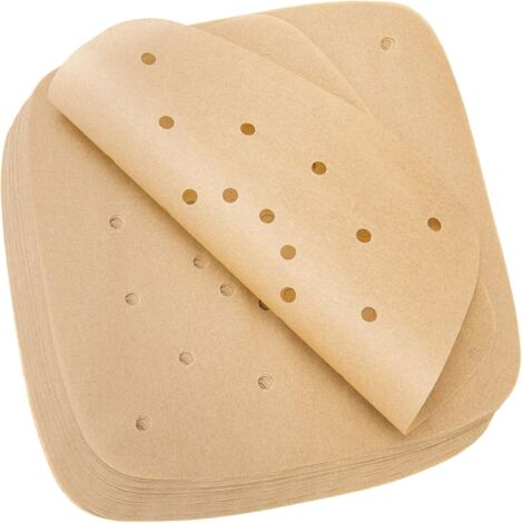 Papier Parchemin Pour Friteuse À Air - 8,5 Pouces Carré - Antiadhésif Perforé - Résistant Jusqu'à 230 °C - Pour Cuisson Vapeur Et Baking - 200 Pièces