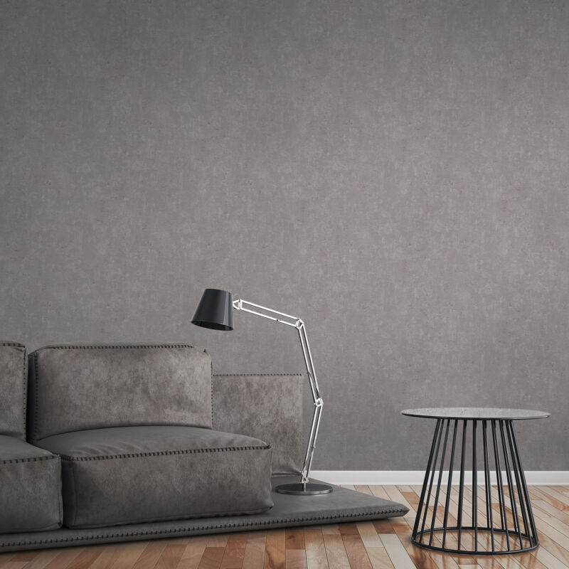 Papier peint gris effet béton Tapisserie grise marron pour salon moderne Papier peint uni pour chambre adulte & bureau