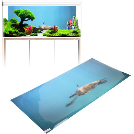 Papier Peint 3D Aquarium Marin Tortue De Mer PVC Décoration Arrière-Plan Aquarium 122x50CM-AUTRES