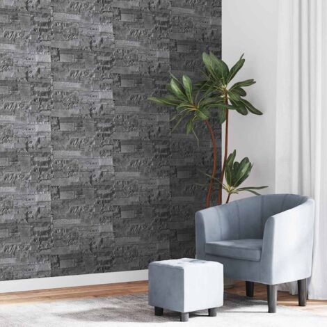 Papier peint 3D aspect de pierre noir 10x0,53 m non tissé
