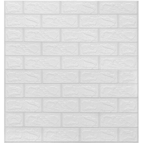 Papier peint 3D autoadhésif Briques 10 pcs Blanc vidaXL