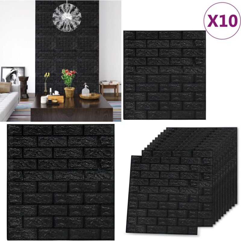 Papier peint 3D autoadhésif Briques 10 pcs Noir - papier peint - papiers peints - Home & Living - Noir