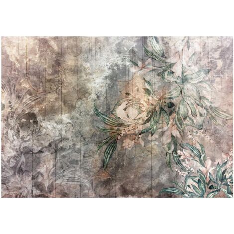 Papier peint 3D avec des feuilles et des fleurs de style rétro pour la décoration des murs du salon et de la chambre à coucher – 200 x 140 cm Wallarena