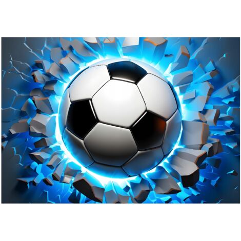 Papier peint 3D avec motif football pour enfants, décoration murale – 200 x 140 cm Wallarena