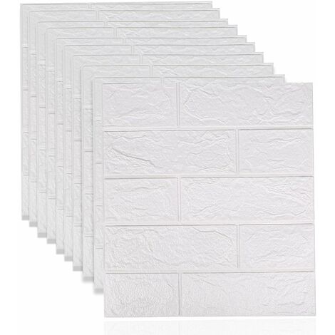 Papier peint 3D en forme de brique - Panneaux muraux autocollants en mousse - Décoration murale pour chambre à coucher, cuisine, salon, salle de bain, bois de brique (35 x 38,5 cm)